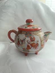 Asian Porcelain Set, Tea Pot Set, Japanese Red Kutani , Japanese Nippon Sugar Bowl and Chinese Rice Bowl With Porcelain Spoon. - Etsy