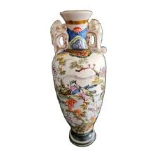Vintage Asian Vase Porcelain Landscape Floral Birds Pottery ...