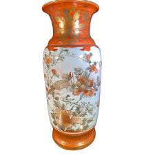 Pair of Antique Kutani Japanese Vases in Red With White and Gold | Chairish