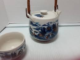 MCI Japanese Teapot And Cup Set Blue/ Brown | eBay