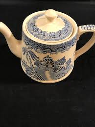 Antique Blue Willow English Staffordshire Teapot Bow Know ...