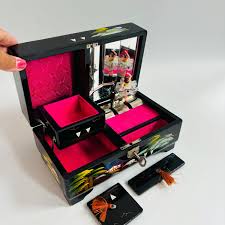 RARE 'TOYO' Black Lacquer Flower Japanese Vintage 1950s Musical Box/w Key Dancing Wedding/couple Inside Facetted Mirror/pretty Little Slow - Etsy UK