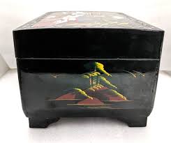 TB. Japanese HARVESTER Black Lacquer Music Jewlery Box w/Abalone Inlay + Key | eBay Australia