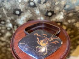 Antique Japanese Lacquered Trinket Box With Hand Painted Duck Scene - Etsy