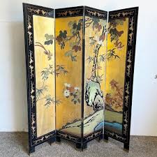 Vintage Chinese Hand Carved and Painted Room Divider/screen - 4 Panels - Etsy Israel