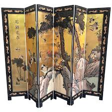 Chinese Gold Leaf Six Panel Coromandel Screen Room Divider at 1stDibs | chinese screen room divider, chinese coromandel screen, chinese room divider