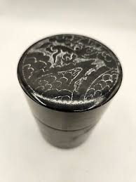 Black Marble Engraved Etched Dragon Scales Trinket Lided Jar ...