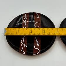 Vintage MCM Enamel Copper Trinket Dishes - Abstract Design ...