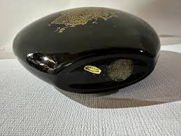 Balos, Mouth Blown Art Glass, Set of Two Black Glossy Vases With Gold Flake Design - Etsy