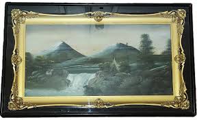 Oil Painting on Linen, FRAME, Shadowbox, 2 Tone Gilt, Ebonized, Tepee, Mtn, 30"w | eBay