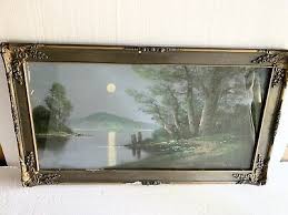 Antique Pastel Nocturne Landscape Painting Signed SORENSEN Framed 15.5" x 30" | eBay