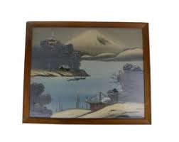 Vintage Oil Painting Japanese Landscape on Silk Mt Fuji Across Lake Fujigoko Region - Etsy