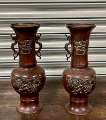 Pair of 19th Century Chinese Bronze Twin Handled Vases | eBay
