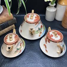 Japanese Kobe Satsuma Pottery, Vintage Tea Set With Teapot, Cream/sugar, Cups/saucers and Snack Plates, C. 1910's - 1920's - Etsy