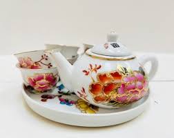 Vintage Miniature Japanese Tea Set: Floral Hand Painted Porcelain - Etsy