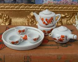 Miniature Peach Luster Ware Tea Set Occupied Japan Hand Painted Flowers Fine Porcelain Vintage 1940s Child - Etsy