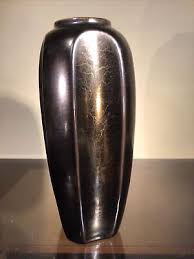 Vtg Rare Bronze Metallic Porcelain Fluted Vase 9” tall Gift ...