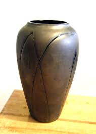 Vintage 70s Murano Italy Art Glass Vase Black on Black ...