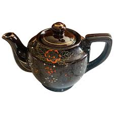Vtg Small “moriage” Style Hand Painted Black Teapot Japan. With gold trim rare | eBay