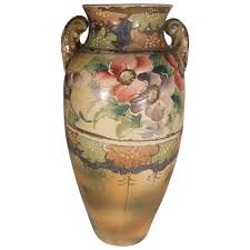 Hand Painted Floral Moriage Vase. For Sale at Ruby Lane