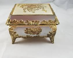 Vintage Metal Trinket Box Lined Yellow Inside Made in Japan ...