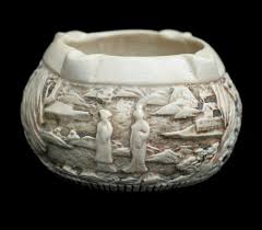 Vintage Asian Oriental Geisha Motive Hand Carved Faux Ivory ...