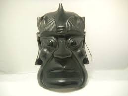 Vintage Hand Carved Black Ebony Tribal Chinese Mask Head ...