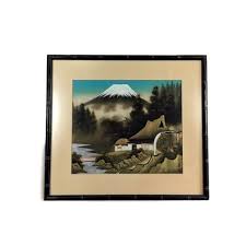 1940s Japanese Folk Art Gouache and Acrylic Paintings, Framed - Set of 3 | Chairish