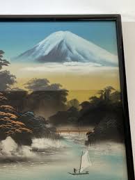 Antique Japanese Painting On Silk Signed 7 & Framed Mount Fuji Picture 17x14” | eBay