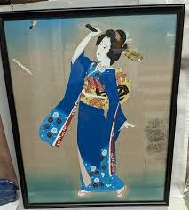 Vintage Japanese Oriental Painting On Silk Of Geisha Girl Signed & framed | eBay