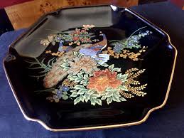 Peacock Floral Japanese Black Plate Birds Fine Porcelain Gold Hand Painted Peafowl Gilded Asian Bouquet Vintage Shelf Decor Jewelry Holder - Etsy New Zealand