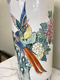 Porcelain Hand-Painted Vase with Birds, Flowers | eBay