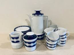 Schirnding Bavaria Danish Modern Style Coffee Demitasse Porcelain Set 23 Pcs White Blue Gray - Etsy