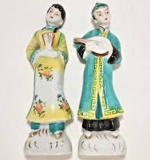 Japanese Male/Female Porcelain Figurines Mid Century Vintage ...