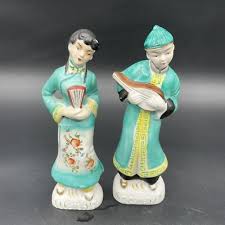 Vtg 2 Japanese Statues Couple Porcelain Exquisite Japan 7.5 ...