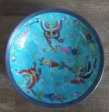 Vintage Japanese Porcelain Ware Bowl ACF Pewter Encased ...