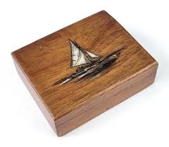 Notable Repairs, Charming Vintage Box, Wooden Box, Hand Painted Top, Yacht Design, Nautical Theme, Keepsake Box, Dresser Table, Tobacciana - Etsy UK