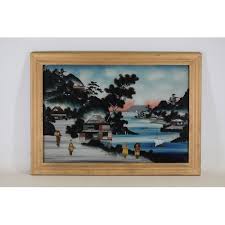 1920s Japanese Reverse Painting on Glass with Mother of ...