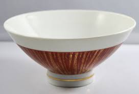Vintage Japanese Ceramic Porcelain Rice Bowl Gold Crimson ...