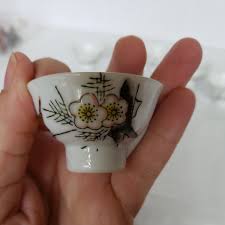 6 Demi Tiny Sake Cups Japan Ceramic Birds Flowers Gold Rim Asian Oriental VTG | eBay