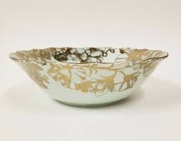 10" 222 FIFTH GARDEN PLAYTIME 24K GOLD+GREEN,TEAL PORCELAIN ...