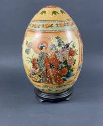 Vintage Hand Painted Satsuma Porcelain Egg: Japanese Decor ...