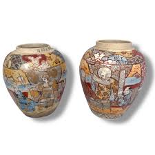 Antique Japanese Satsuma Ginger Jar Vase Geisha Scene 19th ...