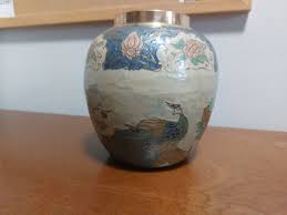 Vintage Brass Cloisonne Enamel Colorful Floral & Peacock ...