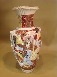 Antique 19th Century Asian Japanese Moriage Kyoto Satsuma Pottery 12" Meiji Vase | eBay