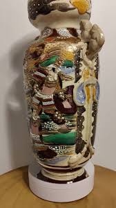 Antique Japanese Satsuma Vase 13" Hand Painted Moriage Samurai Japan - Etsy