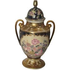 Urns, Hand Painted Porcelain. For Sale at Ruby Lane