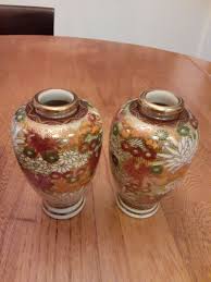 Pair Antique Meiji 19c Satzuma Thousand Flowers Mini Vases ...