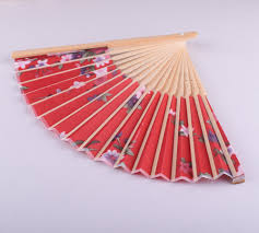Hand Fans Chinese Silk Fans Red Flower Bamboo Folding Fans ...