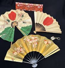 Vintage Asian Fan Lot Hand Painted Landscape Antique ...
